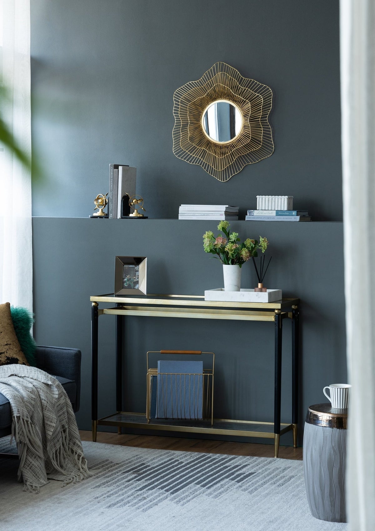 Starburst Metal Wall Mirror with Gold Iron Frame - 27"