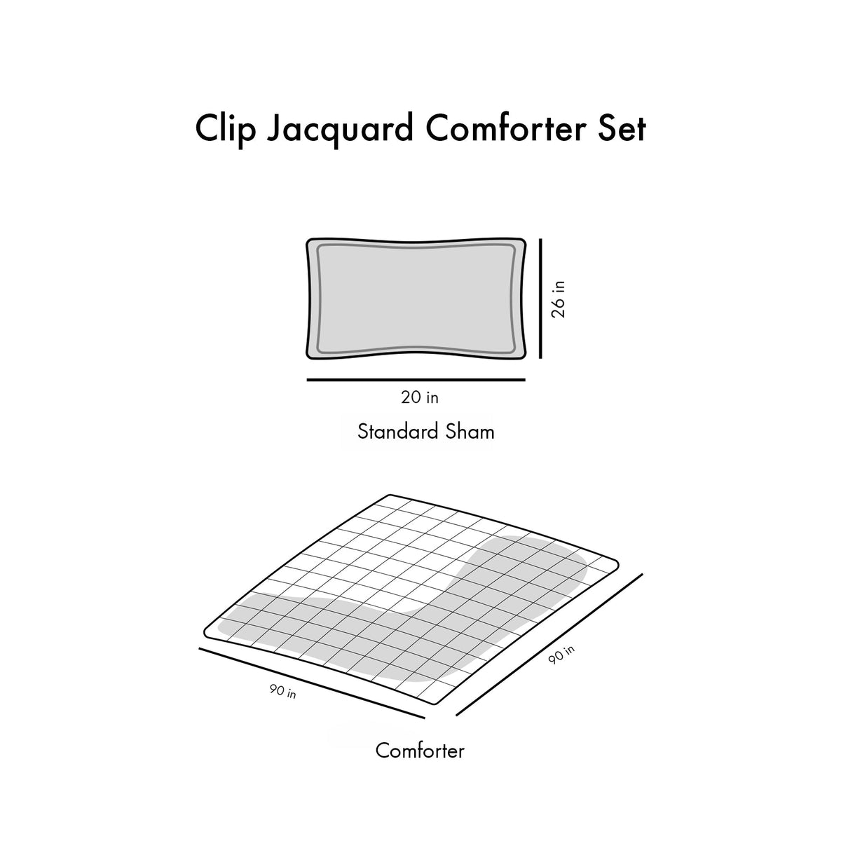 Full/Queen Clip Jacquard Comforter Set with Hypoallergenic Filling - White