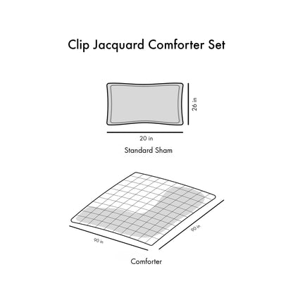 Full/Queen Clip Jacquard Comforter Set with Hypoallergenic Filling - White