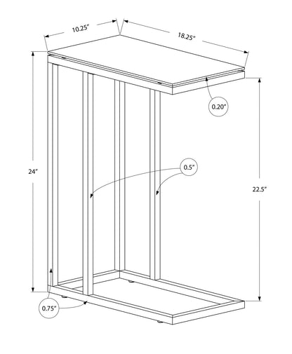C-Shaped Accent Table with Tempered Glass Top - Black or Dark Brown