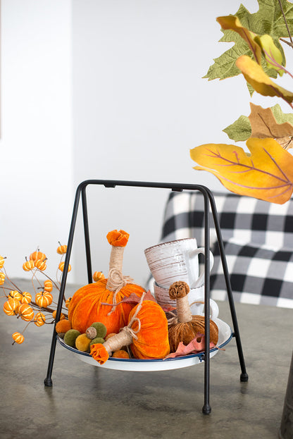 Handcrafted Farmhouse Harvest Pumpkins Set of 6 - Fabric Accent Poufs