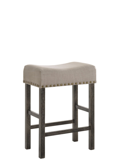 Gray Wood Counter Height Stool Set with Backless Design - Set of 2