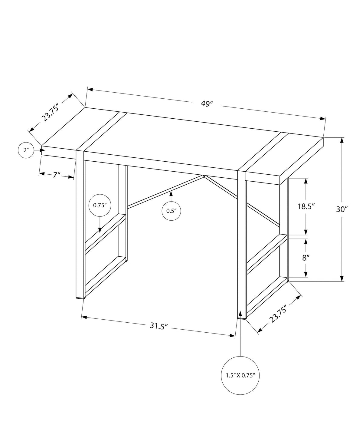 Modern Computer Desk for Home Office with Thick-Panel Desktop – Multiple Colors