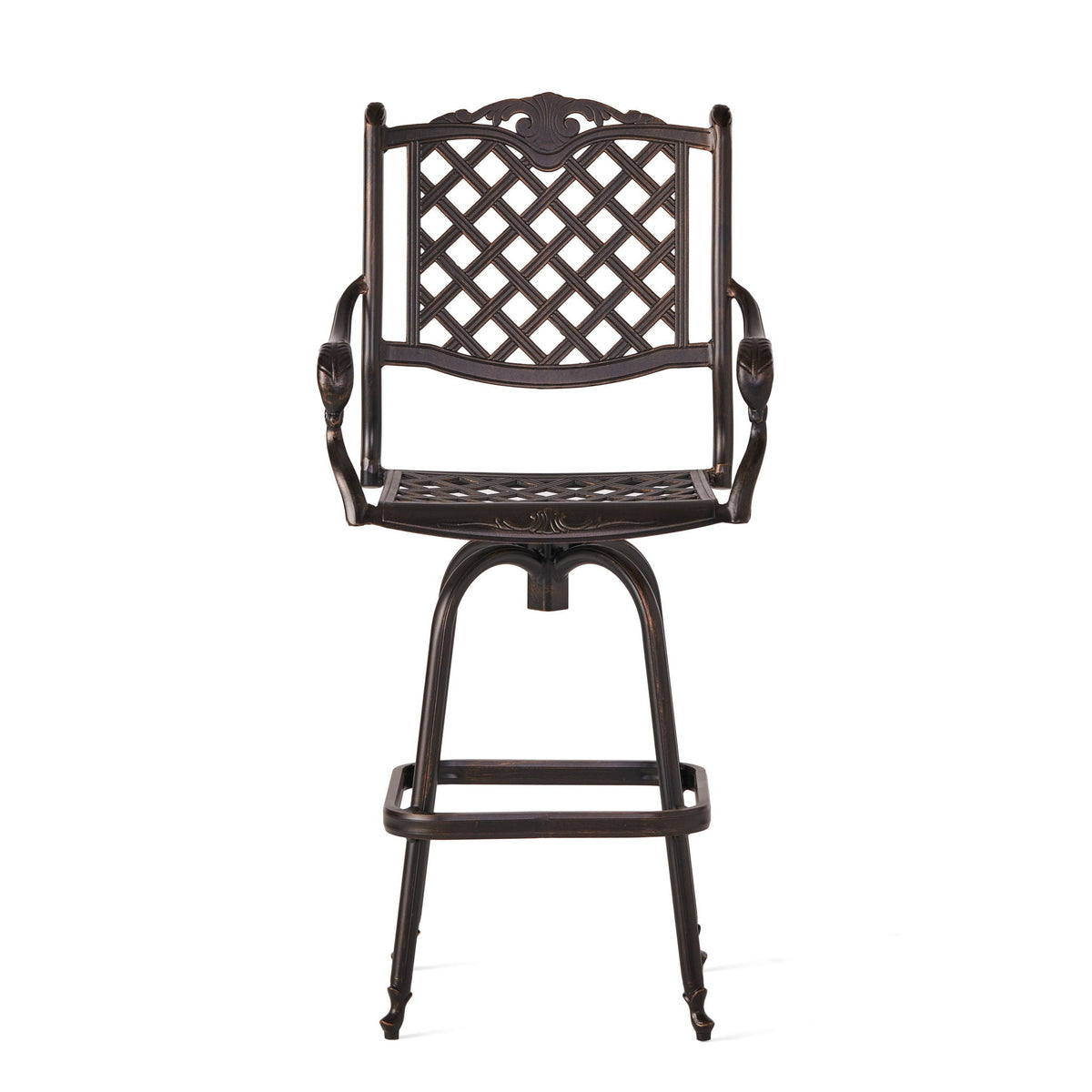 Cast Aluminum Bar Stool with Swivel Seat - Copper
