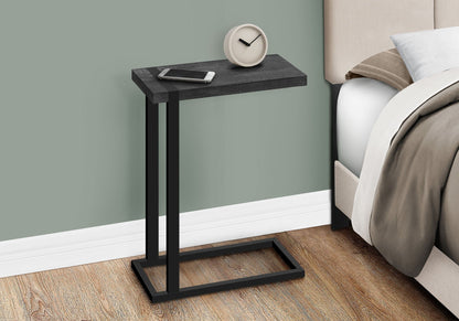 C-Shaped Accent Table with Metal Frame - Black, Gray, or Light Brown