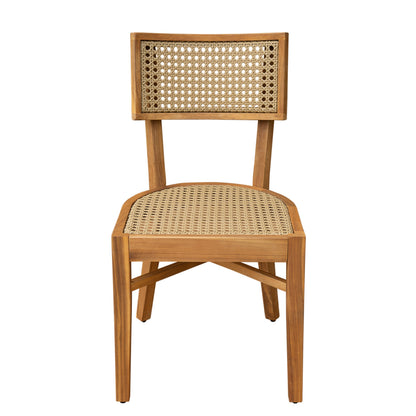 Netro Acacia Wood Dining Chair with Light Brown Wicker