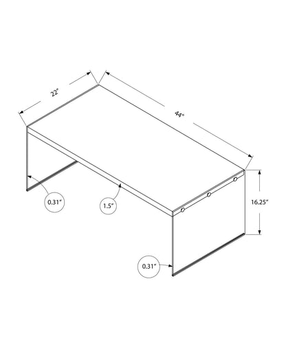 Rectangular Coffee Table with Clear Tempered Glass Sides - White or Gray