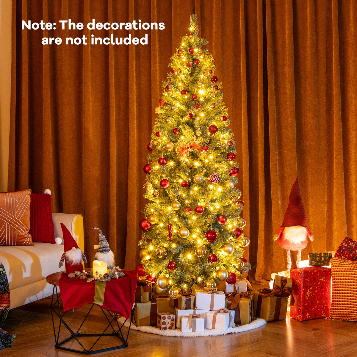 Pre-Lit Blue Artificial Christmas Tree Slim with 9 Lighting Modes