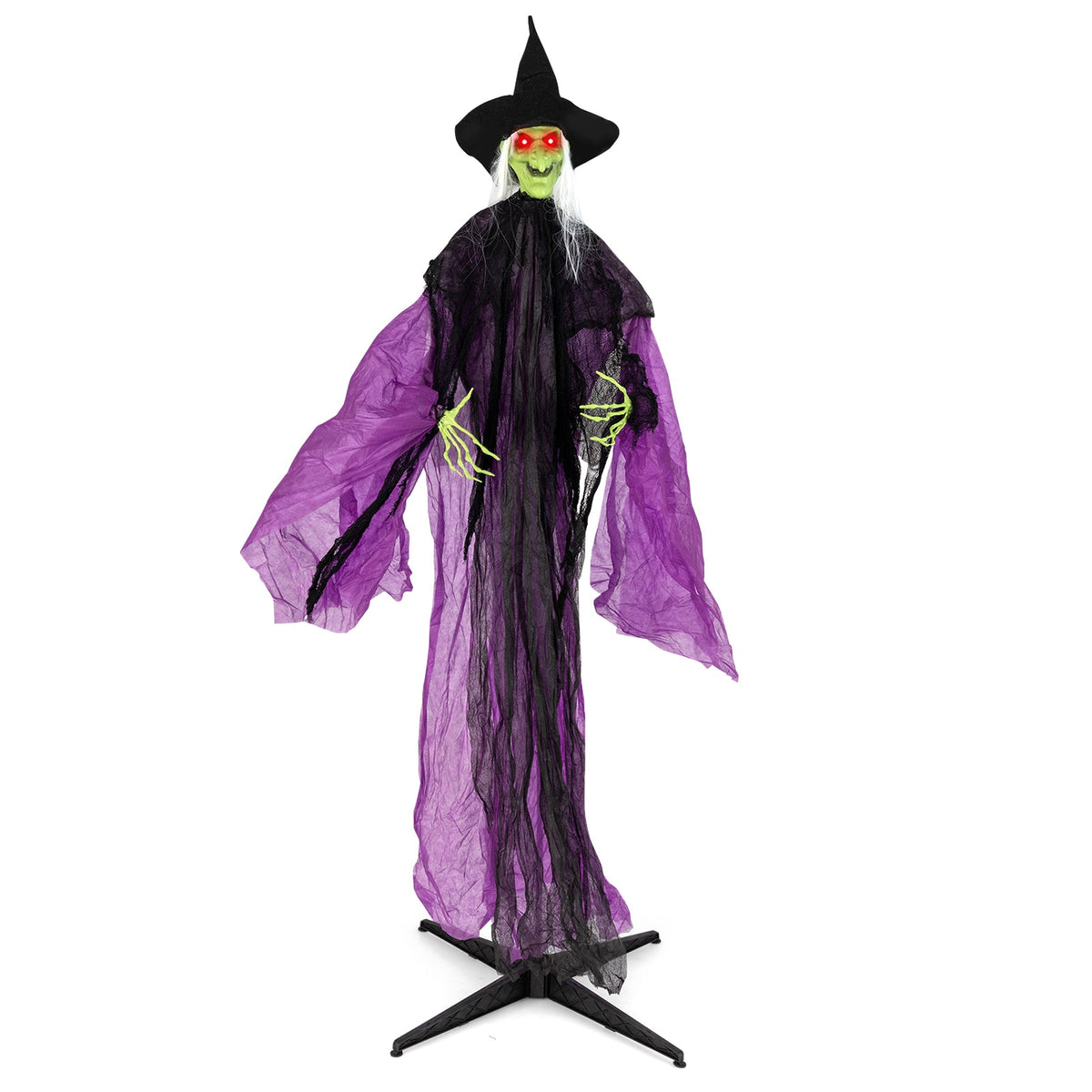 7.2 ft Halloween Standing Witch with Lighted Eyes and Automatic Arm Movement