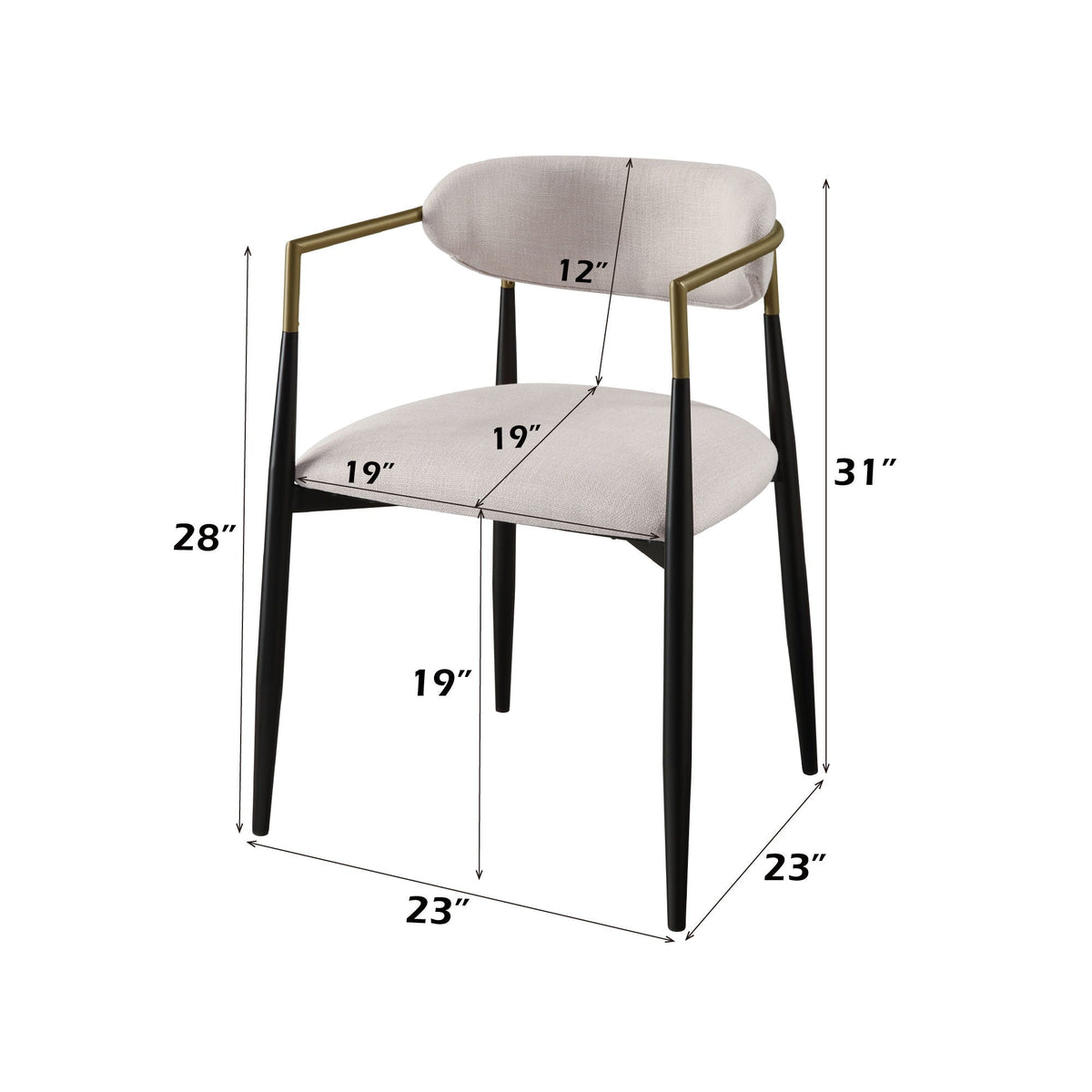 Contemporary Side Chair Set with Metal Frame - Beige