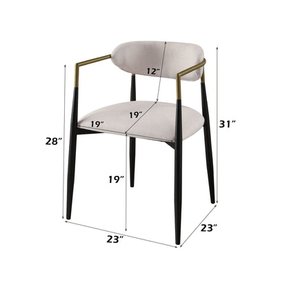 Contemporary Side Chair Set with Metal Frame - Beige
