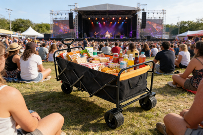 Large Capacity Folding Outdoor Wagon Cart with Extender - Black & Orange