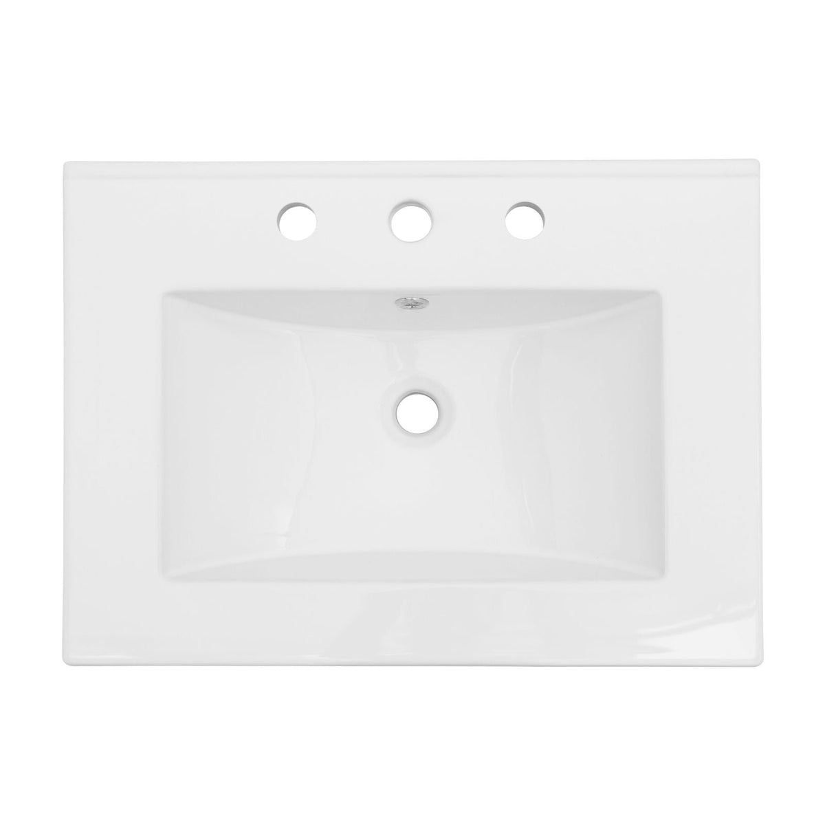 Rectangular Single Vanity Top with 3 Faucet Holes - White