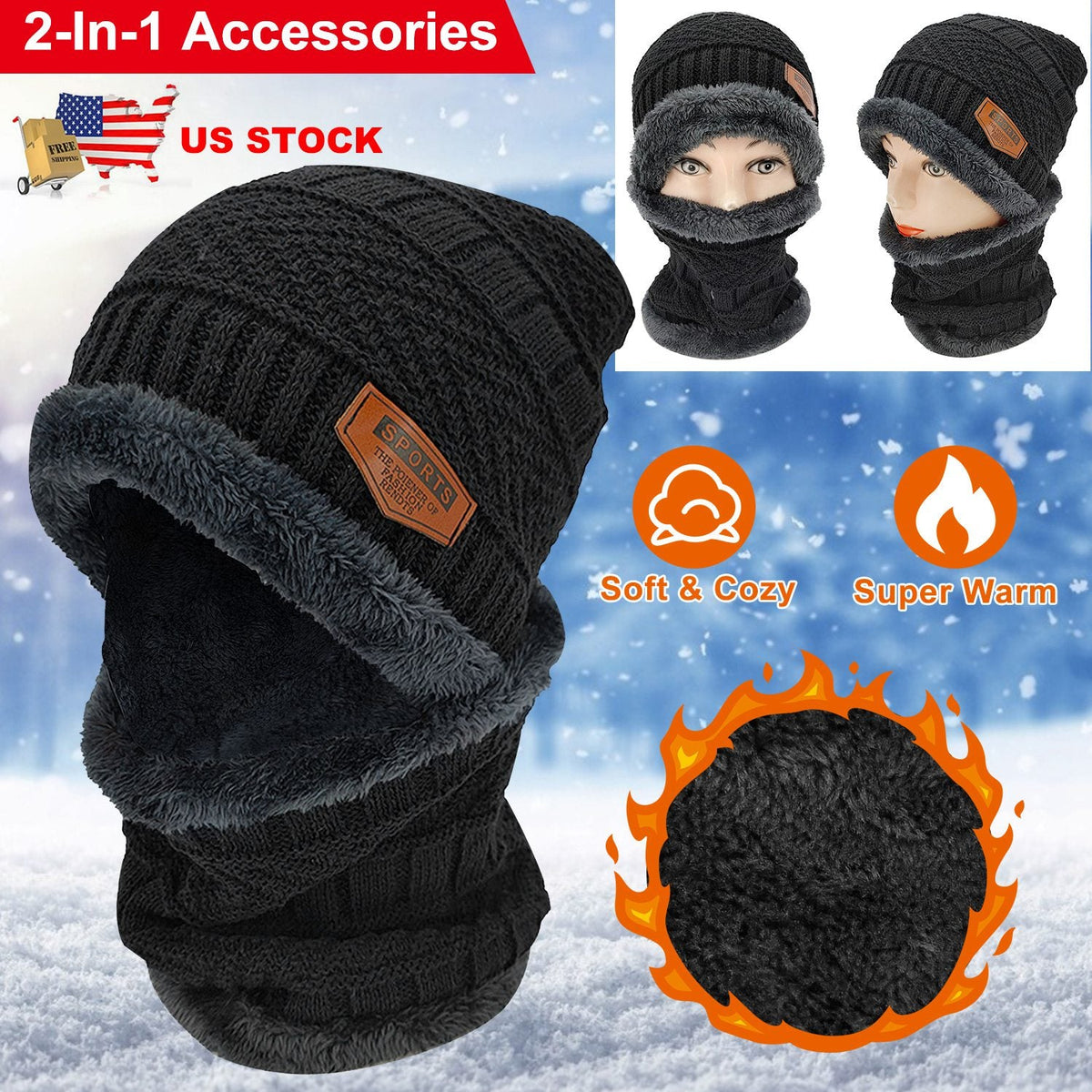 GBruno Winter Beanie Hat Scarf