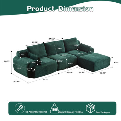 Large Fabric Sectional Sofa with Memory Foam Padding - Multiple Colors