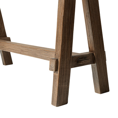 Hawthorne 60'' Reclaimed Elm Trestle Console Table with Solid Wood Base - Medium-Dark Brown
