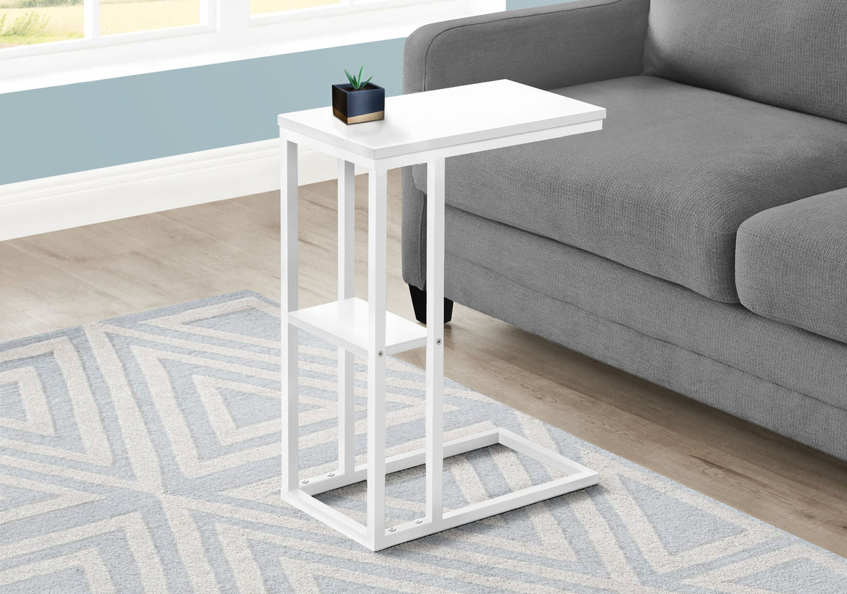 C-Shaped Marble Look Accent Table with Metal Frame - Multiple Colors