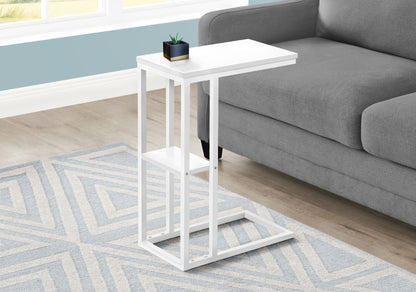 C-Shaped Marble Look Accent Table with Metal Frame - Multiple Colors