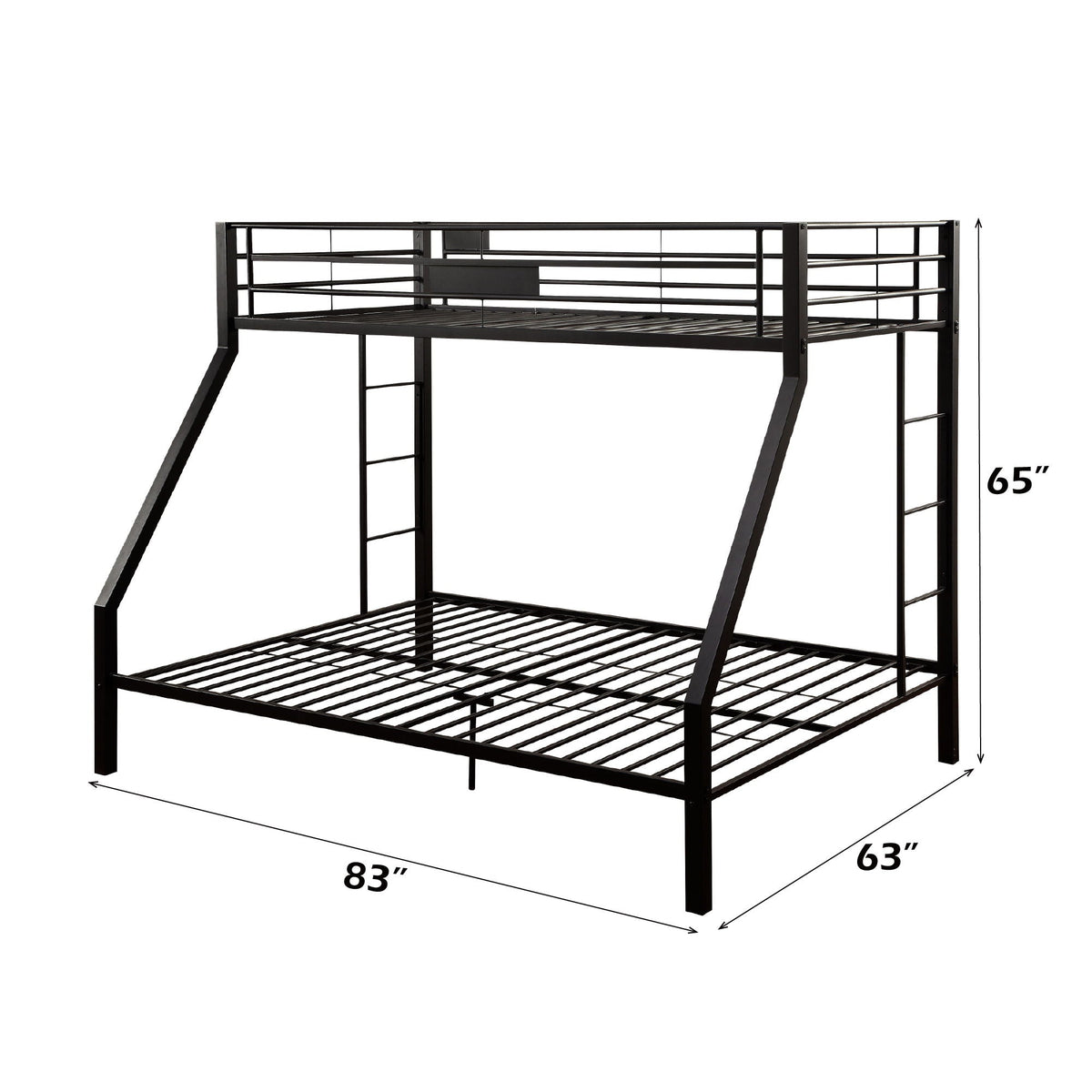 Limbra Spacious Design Double Bunk Bed with Metal Frame - Black or Dark Brown