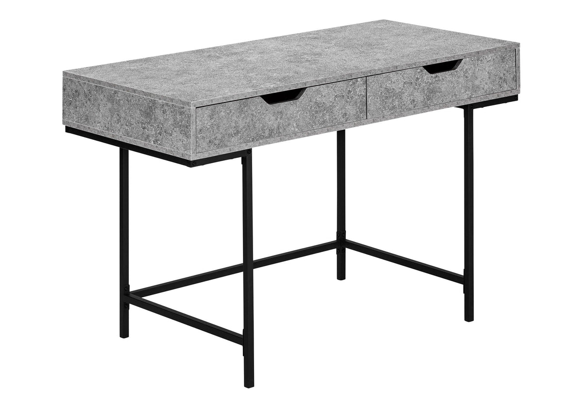 Contemporary Computer Desk with Storage Drawers - Stone-Look Finish