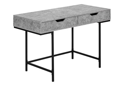 Contemporary Computer Desk with Storage Drawers - Stone-Look Finish