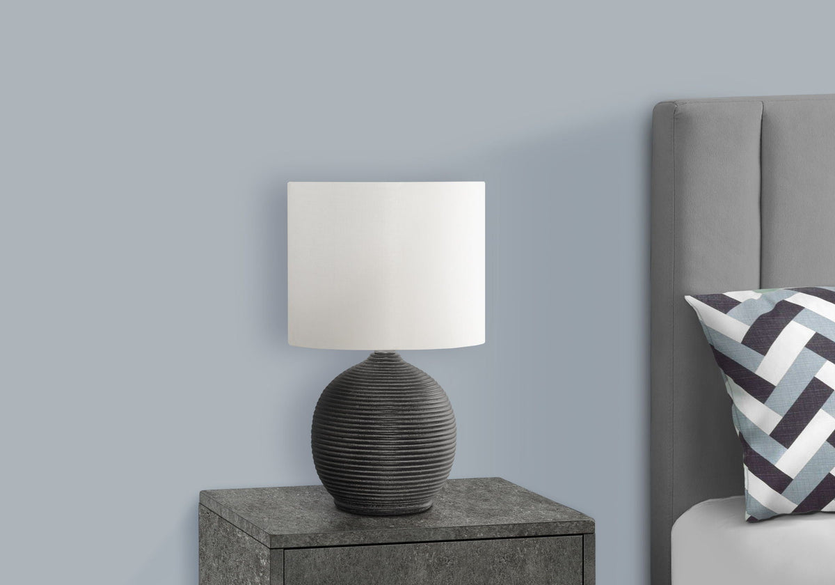 Contemporary Resin Table Lamp with Textured Beehive Base - Black