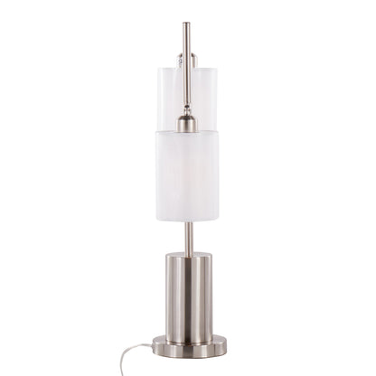 Cannes Contemporary Table Lamp with Adjustable LED Lighting - Nickel/White