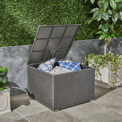 Santa Rosa Storage Table with Durable Polyethylene Rattan - Dark Gray