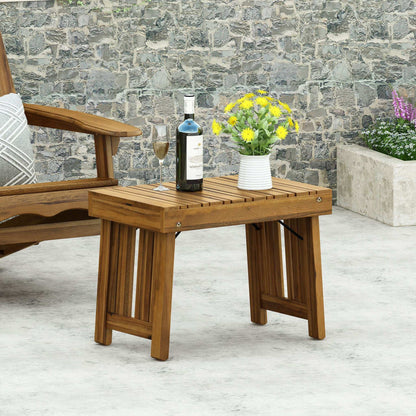 Temptation Outdoor Foldable Side Table with Slat Design - Dark Gray or Light Brown