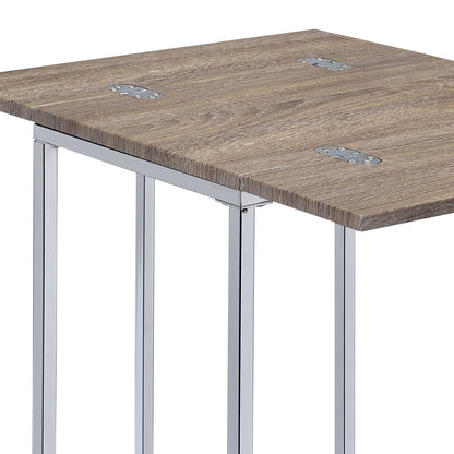Danson Weathered Oak Accent Table with Folding Swivel Top - Oak