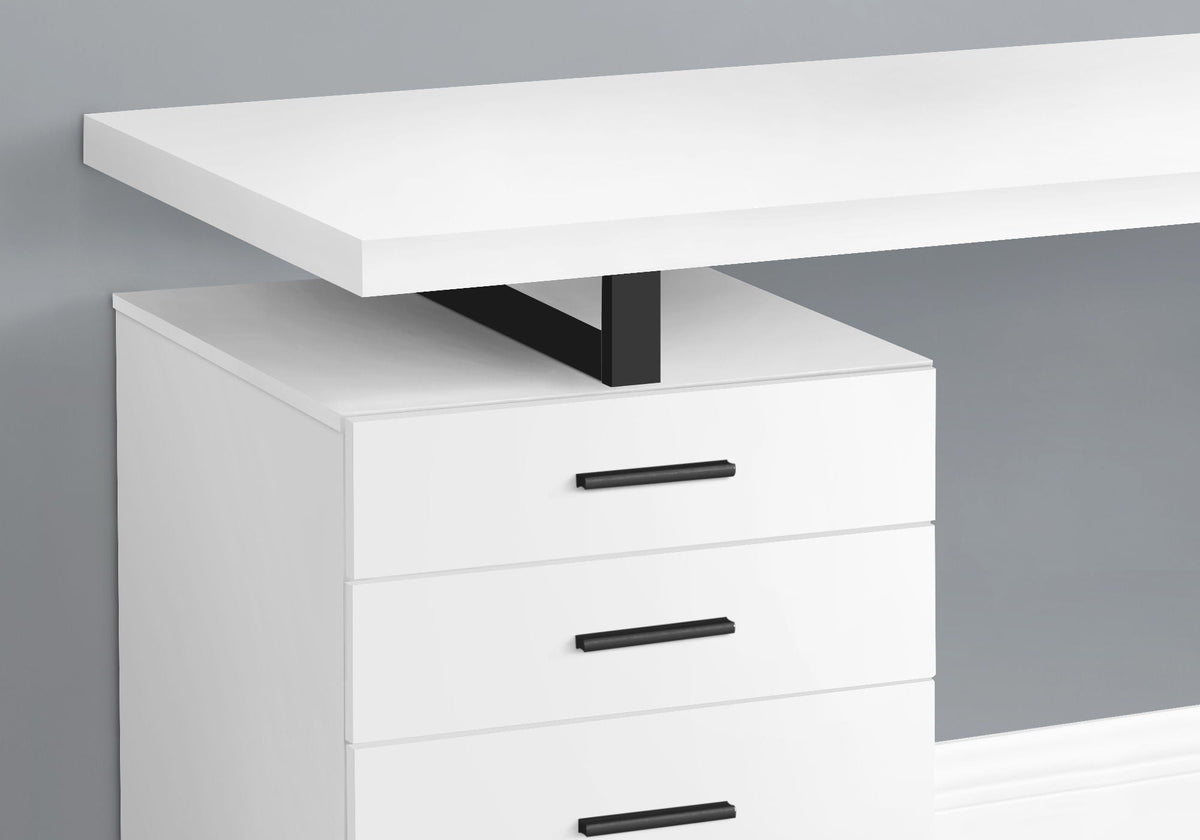 Reversible Computer Desk with Storage Drawers - Multiple Colors