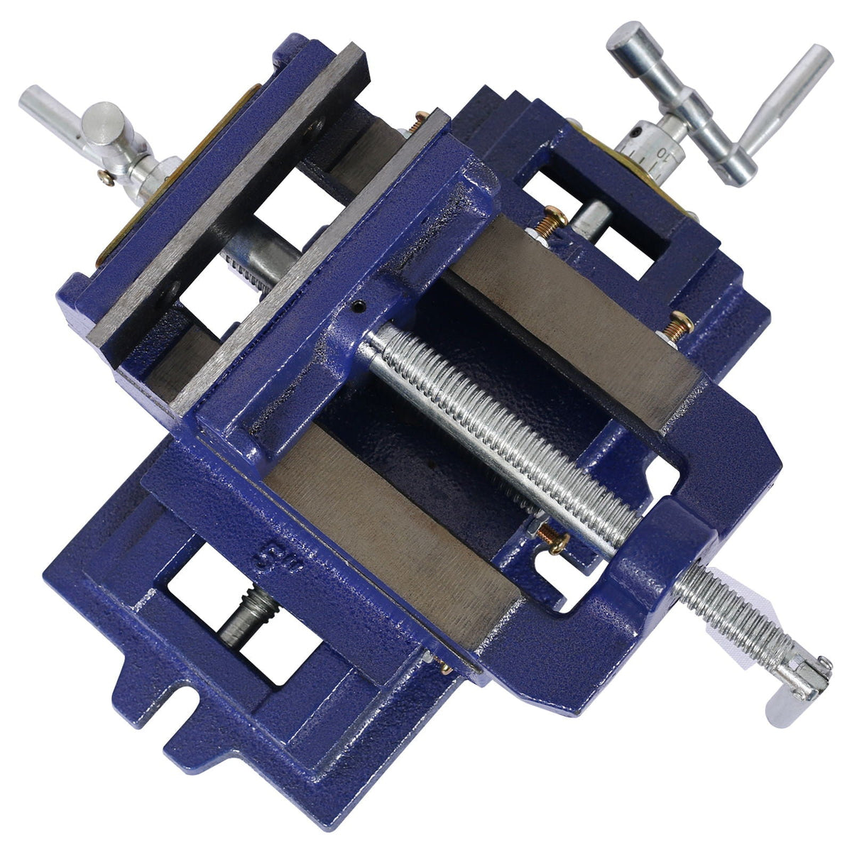 Industrial Quality Cross Slide Vise with Precision Control - Blue