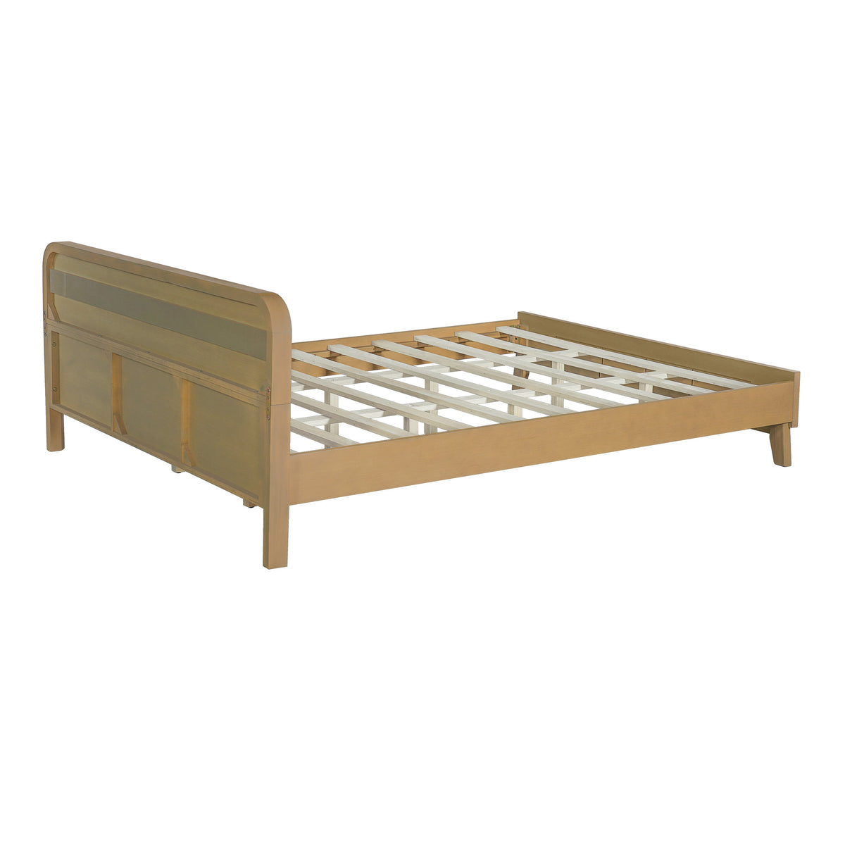 Pine Solid Wood Queen Size Bed in Rustic Yellow
