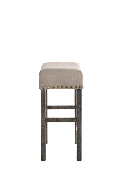 Gray Wood Counter Height Stool Set with Backless Design - Set of 2