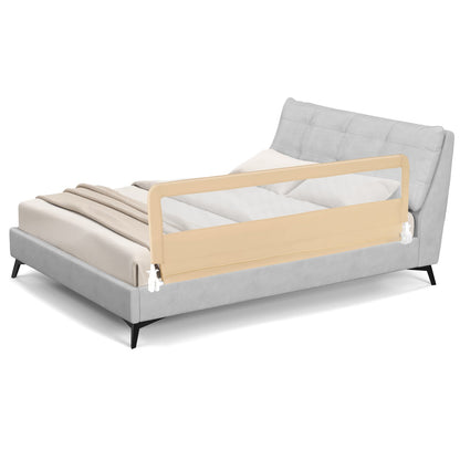 71 Inch Extra Long Swing Down Bed Guardrail with Safety Straps-Beige
