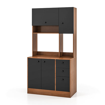 71 Inch Kitchen Pantry with 3 Storage Cabinet and 3 Deep Drawers