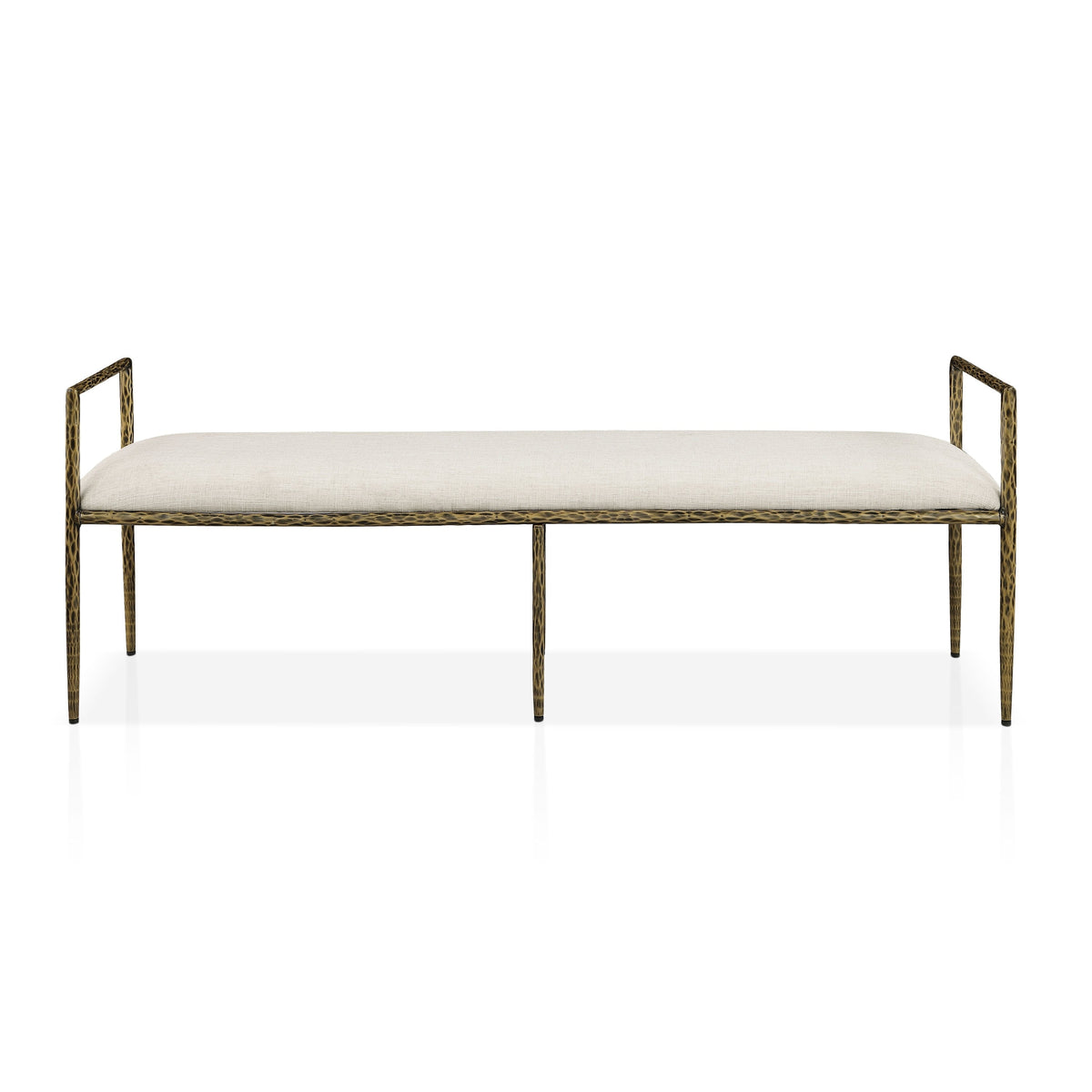 Contemporary Style Bench with Padded Upholstery - Beige Matte