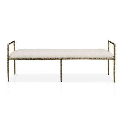 Contemporary Style Bench with Padded Upholstery - Beige Matte