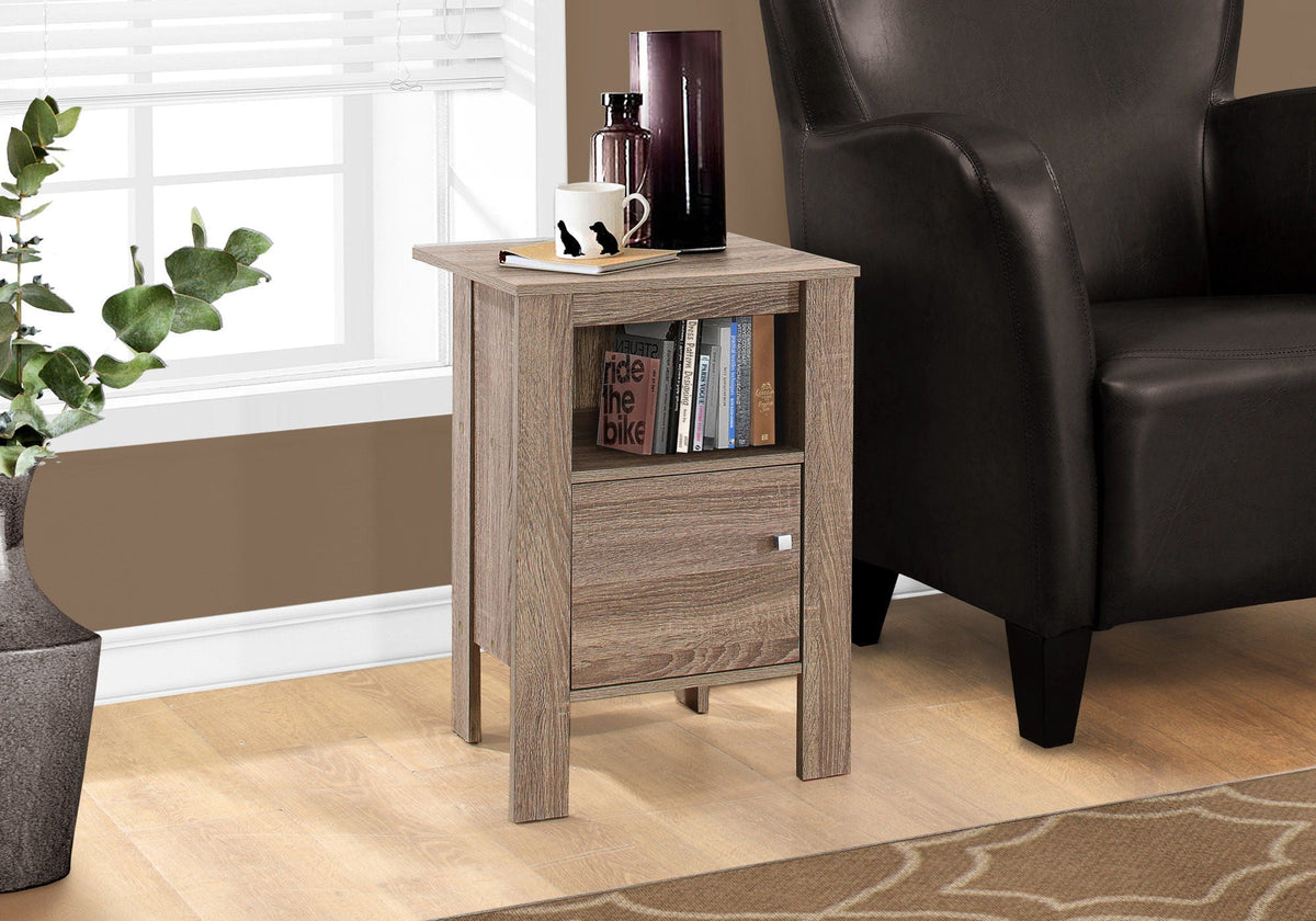 Wood Accent Nightstand with Storage - Transitional Style