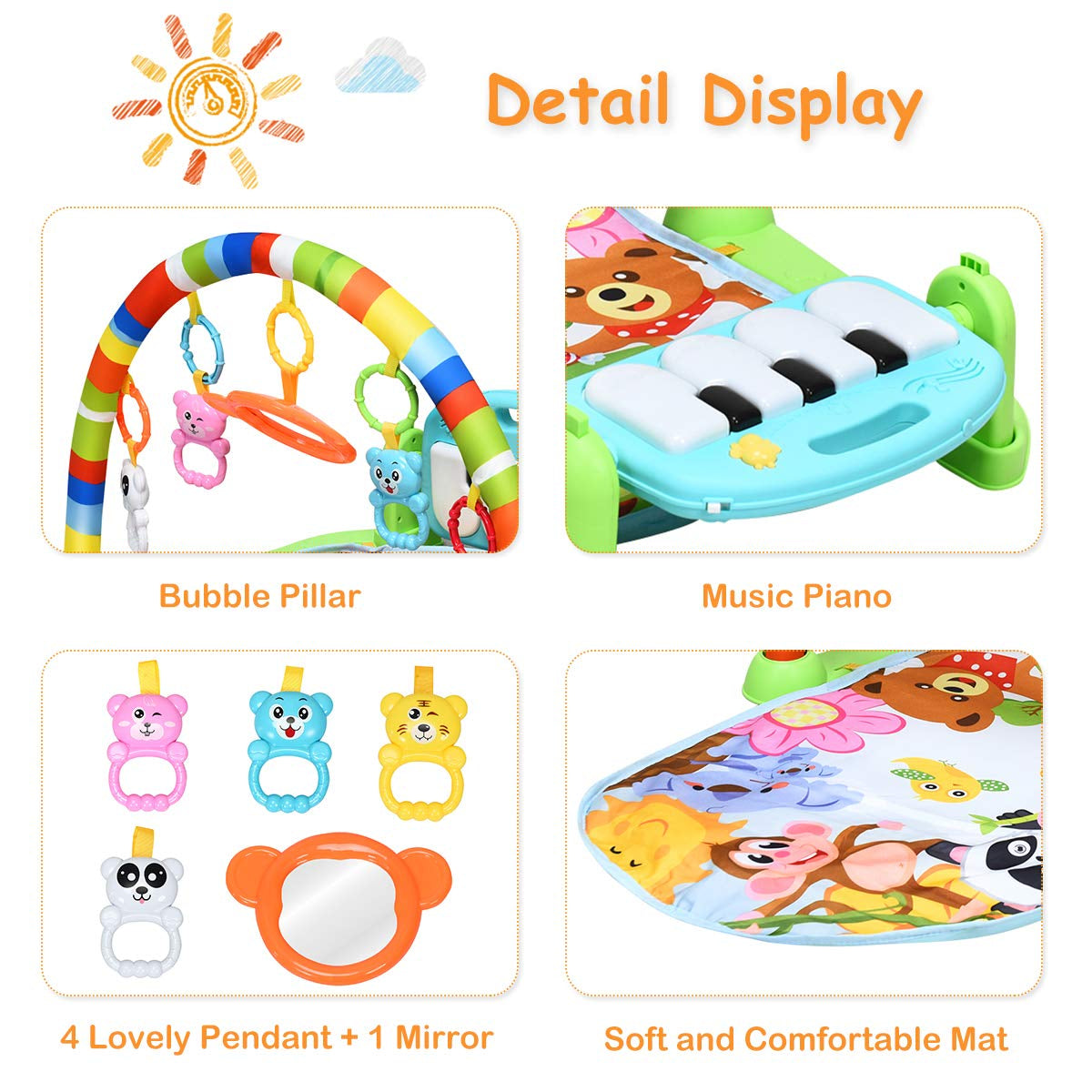 Baby Kick and Play Piano Gym Activity Play Mat