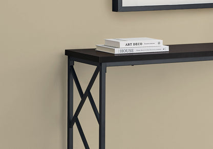 Modern Wood Look Console Table with Metal Frame - Dark Brown, Light Brown, or Dark Gray