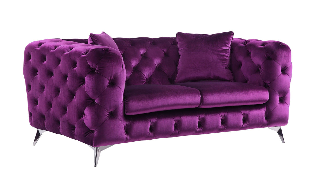 Atronia Luxurious Design Loveseat with Diamond Tufting - Blue or Purple