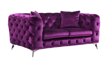 Atronia Luxurious Design Loveseat with Diamond Tufting - Blue or Purple