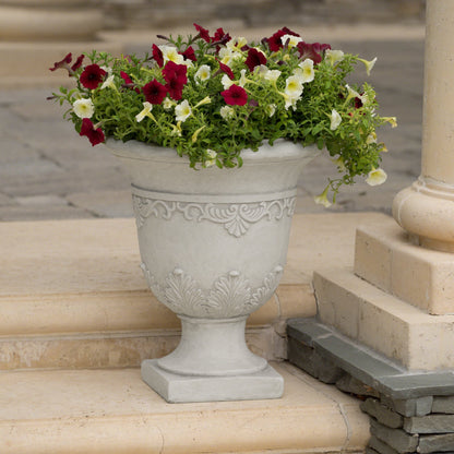 Moroccan Urn Planter with Durable Magnesium Oxide - Antique White