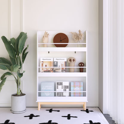 Wall Mounted Bookshelf with 3 Front Display Shelves - White