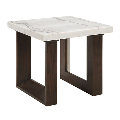 Edwyn Natural Marble Top End Table with Marble Top - White