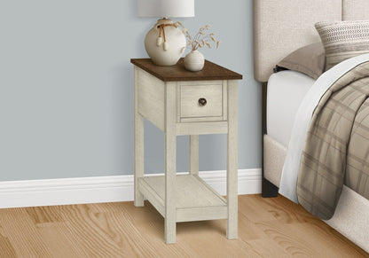 Narrow Wood End Table with Storage Drawer - Multiple Colors