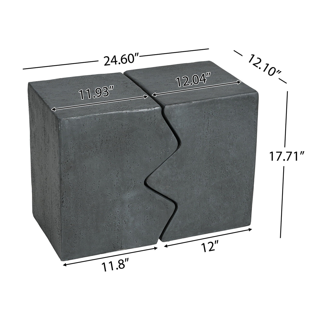 Rectangular Outdoor Indoor Accent Side Table Set of 2 with MGO Durability – Dark Gray or Light Brown