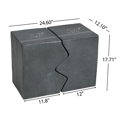 Rectangular Outdoor Indoor Accent Side Table Set of 2 with MGO Durability – Dark Gray or Light Brown