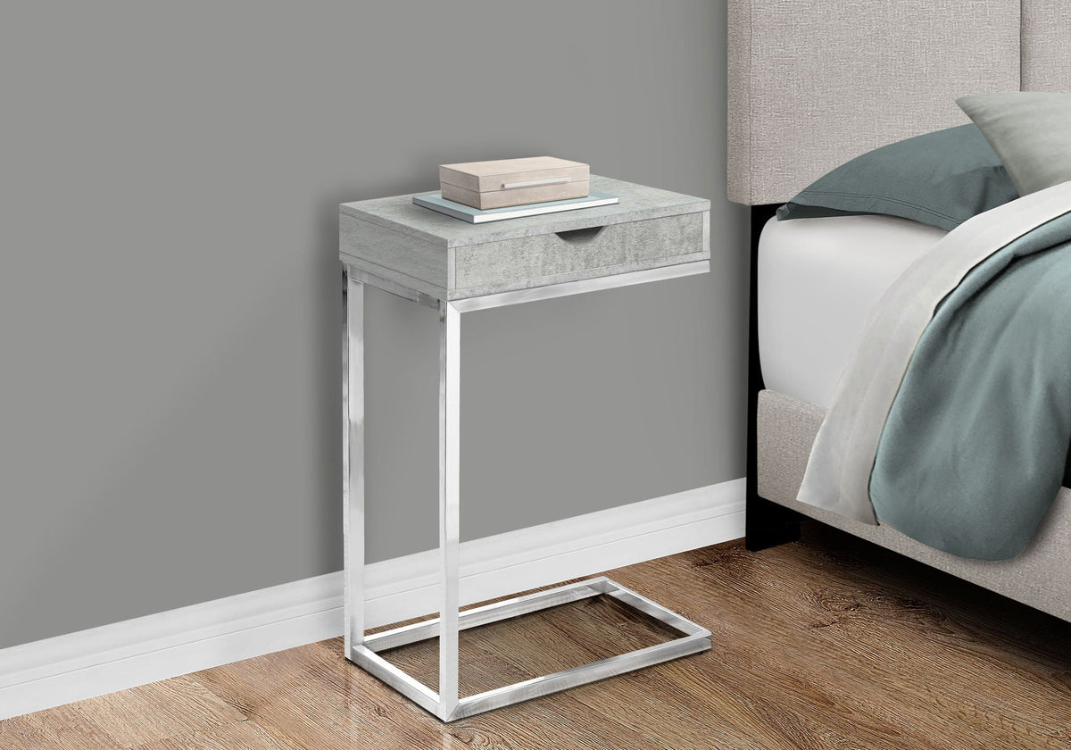 C-Shaped Accent Table with Storage Drawer – Multiple Colors